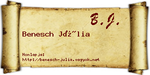 Benesch Júlia névjegykártya